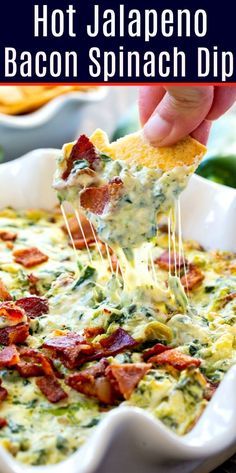 Bacon Spinach Dip, Jalapeno Bacon, Dip Recipes Hot, Spicy Southern Kitchen, Bacon Dip, Jalapeno Recipes, Stuffed Jalapenos With Bacon, Southern Kitchen, Dip Recipes Easy