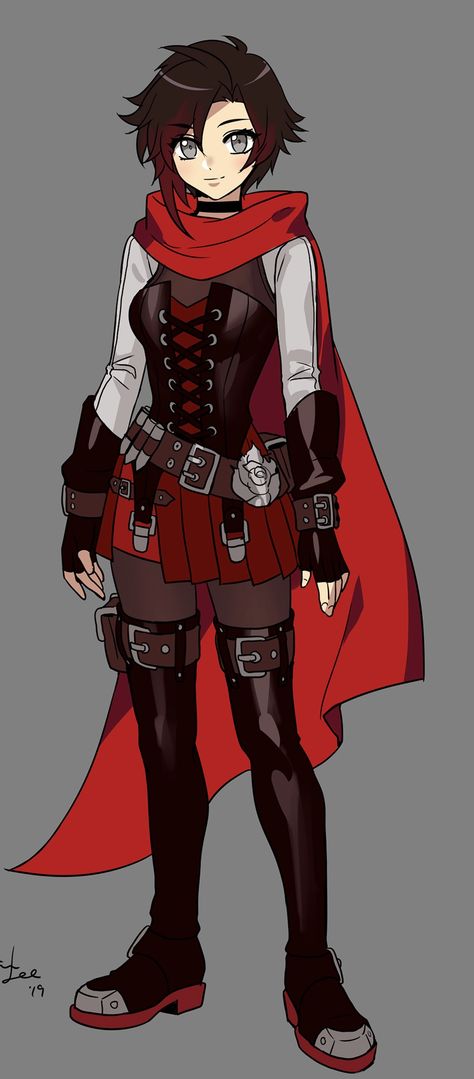 Rwby Characters Design, Rwby Ruby Rose Fanart, Rwby Oc Outfit, Rwby Official Art, Rwby Drawings, Ruby Rose Fanart, Rwby Blake Redesign, Rwby Design, Rwby Ruby Rose Redesign