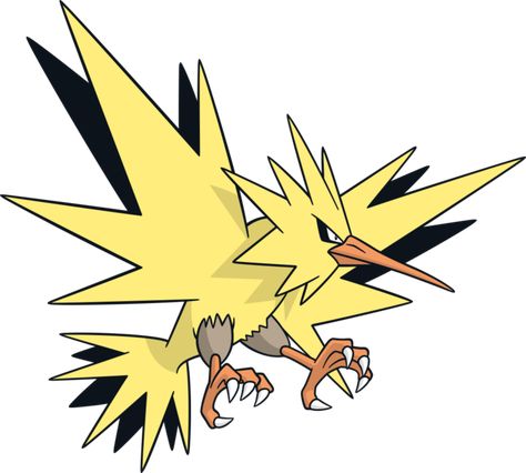 Zapdos Art, Pokemon Zapdos, Pokemon Cards Legendary, Zapdos Pokemon, Kartu Pokemon, Pokemon Wiki, Bird Pokemon, Dragon Type Pokemon, Flying Type