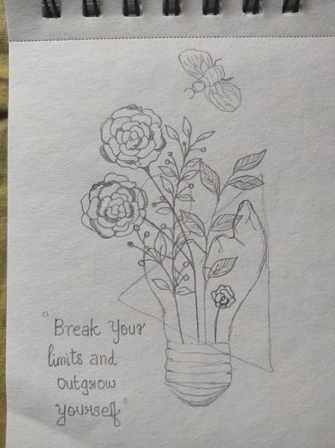 Sketch For School Magazine, Drawing Ideas For School Magazine, Scetches Notebook Easy Aesthetic, Drawing For School Magazine, Bulb Art, School Magazine, Aesthetic Drawings, Pencil Drawings Of Flowers, Easy Doodle