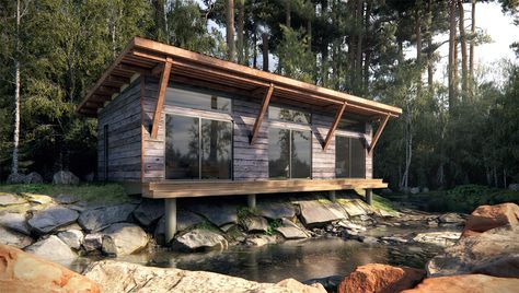 Modern Cabins, Modular Cabins, Park Project, House Lake, Dream Cabin, Cabin House Plans, Rustic Retreat, Rv Park, Lake Cabins