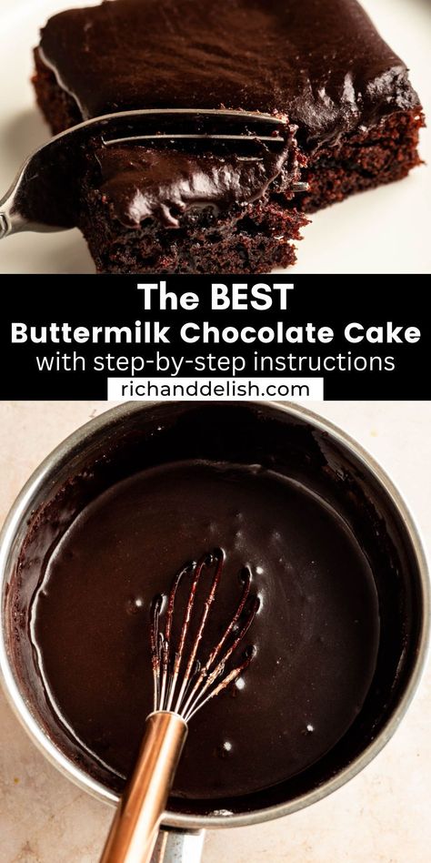 Chocolate Buttermilk Sheet Cake, Chocolate Cake Frosting Recipes Easy, Chocolate Buttermilk Cake Recipe, Chocolate Cake Buttermilk, Chocolate Cake No Buttermilk, Buttermilk Chocolate Cake Recipe, Things To Do With Buttermilk, Wet Chocolate Cake Recipe, Bakery Style Chocolate Cake