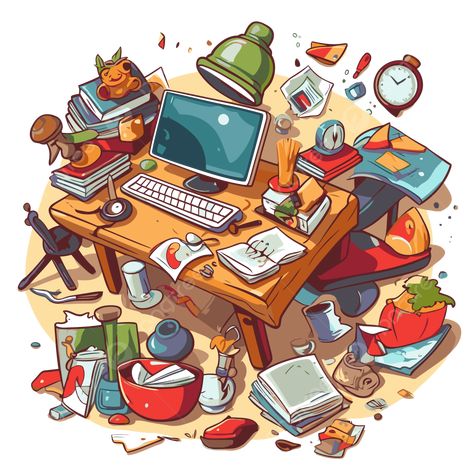 Clutter Illustration, Messy Desk, School Desk, School Desks, Wooden Desk, Girl Scouts, Png Images, Work Space, I Hope