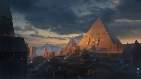 ArtStation - Egyptian Kingdom Egyptian Temple Fantasy Art, Fantasy Egyptian City, Egyptian Scenery, Futuristic Egyptian City, Ancient Egyptian City, Egypt Art, Fantasy City, Egypt, Fantasy Art