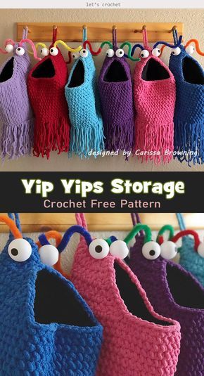 Crochet Alien, Storage Crochet, Yip Yip, Crocheted Bags, Confection Au Crochet, Crochet Simple, Haken Baby, Crochet Diy, Crochet Free