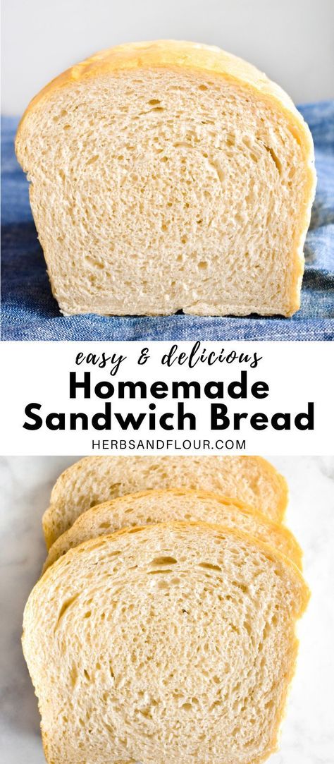 This simple, homemade sandwich bread is fluffy, soft and so easy to make! Best of all, it uses simple ingredients making it economical too! Easy Soft Sandwich Bread Recipe, Sandwich Bread With Instant Yeast, Homemade Easy Bread Recipes, Amish Sandwich Bread Recipe, Easiest Sandwich Bread Recipe, Easy Sandwich Bread No Mixer, Sandwich Bread Recipe Honey, Quick And Easy Sandwich Bread, Homemade Sliced Bread