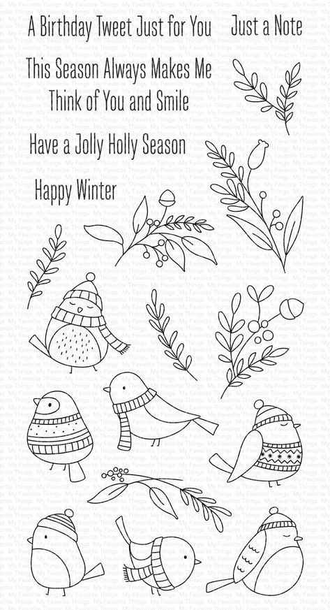 Holiday & Seasonal Handmade Wrapping Paper, Stamp Pattern, Winter Songs, Happy Winter, Winter Bird, Mft Stamps, Christmas Embroidery, Lawn Fawn, Outfits With Hats