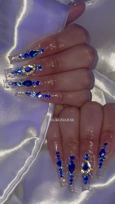 Ginseng Strip 2002, Trap Nails, Naomi Smalls, Quince Nails, Quinceanera Nails, Royal Blue Nails, Yung Lean, Blue Acrylic Nails, Drip Nails