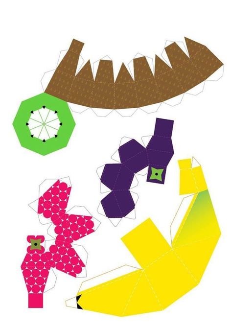 Kiwi frutero armable Tropisk Fest, Fruit Diy, Paper Fruit, Fruit Crafts, Desain Quilling, Paper Toys Template, Paper Craft Ideas, Fruit Box, Paper Toy