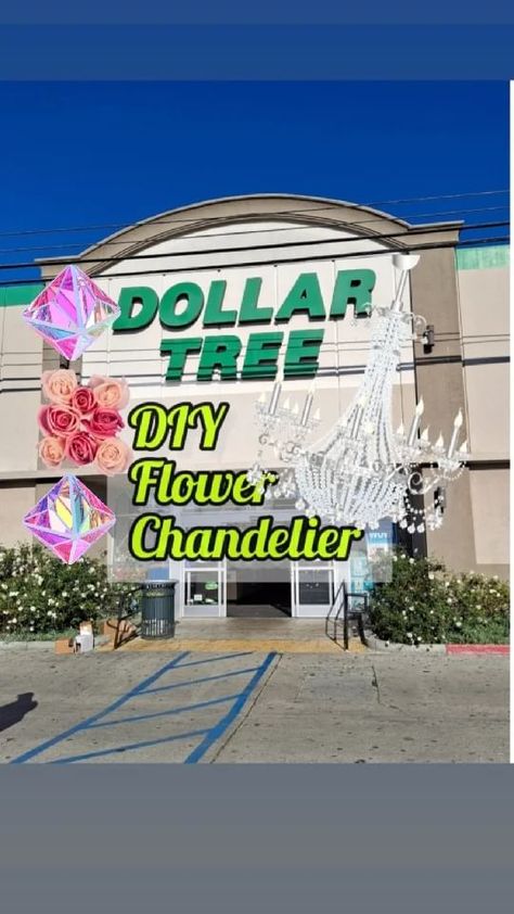 dollartreediylovers on Instagram: 💖Hello Everyone! Happy Monday! Sharing my Flower Chandelier that I made using @dollartree items. What do you think? I used @rustoleum… Faux Flower Chandelier, How To Make A Flower Ceiling, Fake Flower Ceiling, Flower From Ceiling, Flowers On Chandelier, How To Hang Flowers From Ceiling, Flower Ceiling Diy, Flowers Hanging From Ceiling, Hanging Flowers From Ceiling