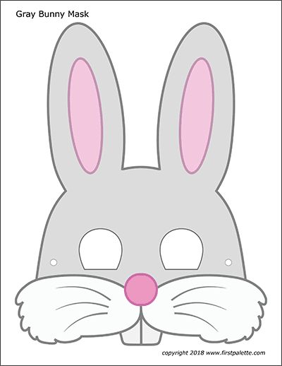 Bunny Masks | Free Printable Templates & Coloring Pages | FirstPalette.com Library Printables, Animal Masks Craft, Bunny Masks, Animal Mask Templates, Printable Animal Masks, Animal Masks For Kids, Free Printable Templates, Animal Face Mask, Animal Printables