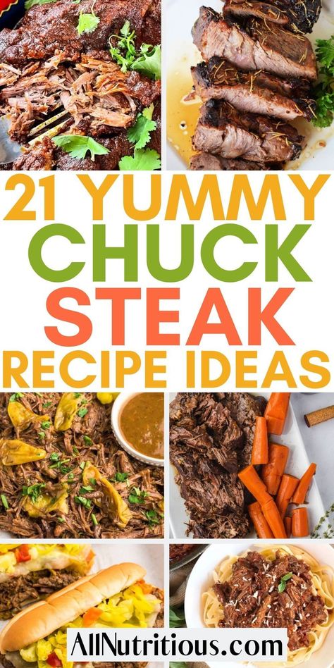 You can easily indulge in more delicious chuck steak recipes with ease when you make any of these flavorful chuck steak meal ideas. These super easy chuck steak dinner ideas are perfect for the whole family to enjoy more easy recipes with chuck steak. Steak Oven Recipes, Steak Meal Ideas, Chuck Tender Steak Recipes, Beef Chuck Steak Recipes, Beef Chuck Recipes, Shoulder Steak Recipes, Steak Dinner Ideas, Chuck Steak Recipes, Beef Chuck Steaks