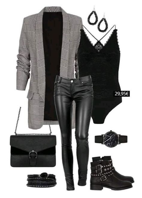 Black Leather Pants, Neue Outfits, Mode Casual, Looks Black, Looks Chic, Edgy Outfits, Winter Fashion Outfits, Fall Winter Outfits, Wearing Black