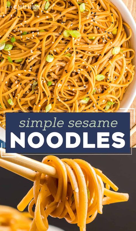 Sesame Seed Noodles, Sesame Spaghetti Noodles, Healthy Sesame Noodles, Sesame Noodles Pioneer Woman, Sesame Garlic Noodles Easy Recipes, East Asian Noodle Recipes, Asian Noodle Side Dish Recipes, Chilled Sesame Noodles, Sesame Shrimp Noodles