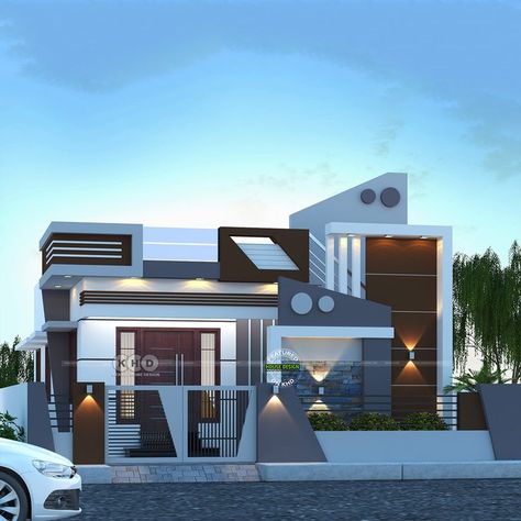 Kerala small budget house Simple House Exterior Design, House Front Elevation Design, Indian House Exterior Design, House Front Elevation, Hotel Bedroom Design, Front Elevation Design, Single Floor House Design, Bamboo House Design, Bungalow Floor Plans