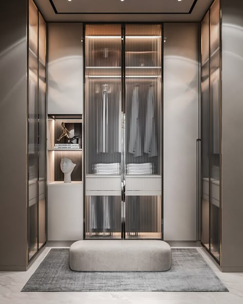 master bedroom on Behance Modern Contemporary Walk In Wardrobe, Luxury Wadrobe Designs, Modern Closet Designs Bedrooms, Walking Wardrobe Master Bedrooms, Wardrobe Luxury Design, Master Wardrobe Design, Luxurious Wardrobe Design, Wardrobe Room Ideas, Walking Closet Modernos