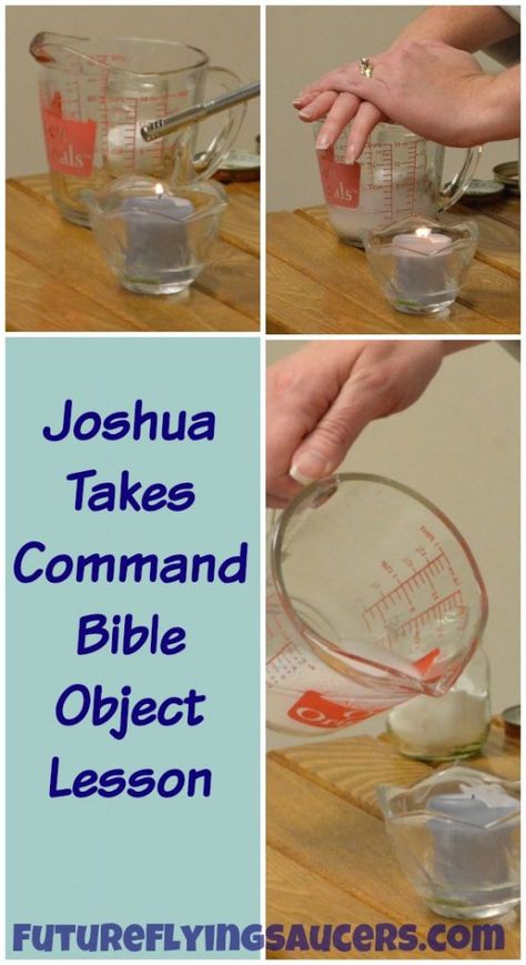 FEAR. In this Joshua Takes Command Object Lesson, use a simple science experiment to help children understand that God is with us wherever we go. ~ futureflyingsaucers.com Bible Object Lessons For Kids, Object Lessons For Kids, Bible Lesson For Kids, Joshua Bible, Bible Science, Sunday School Object Lessons, Chronological Bible, Kids Church Lessons, Kids Sunday School Lessons