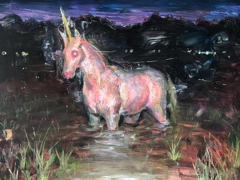 This beast appears suddenly from the mist. She smells like lily of the valley. 🥀🌈🦄 9x12” acrylic on panel. A study for a much larger future painting. (Sold♥️) #acrylicpainting #unicorn Future Painting, Unicorn Painting, Dirty Girl, Unicorn Art, The Mist, Art Archive, 8x10 Print, Lily Of The Valley, Painting Projects