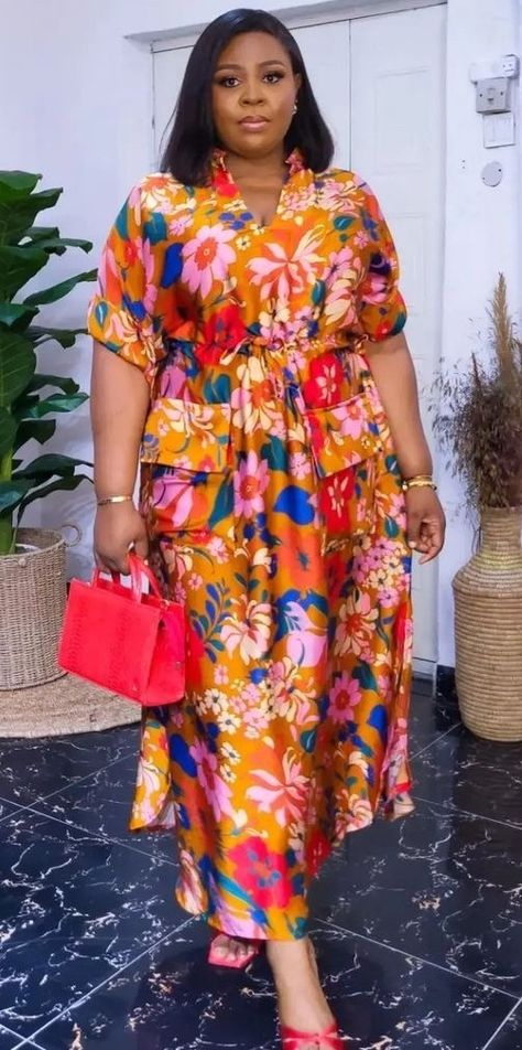 Style For Flower Material Long Gown, Material Bubu Styles For Ladies, Chiffon Tops Blouses Classy Nigeria, Bubu Material Gown Styles Latest, Flowered Crepe Gown Styles, Flower Materials Styles For Ladies, Crepe Bubu Gown Styles Latest, Latest Materials Gown Styles For Ladies, Simple Material Gown Style For Women