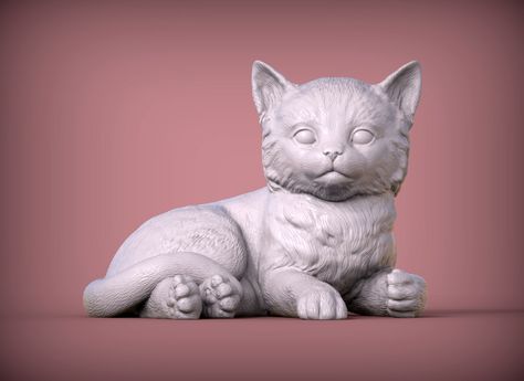 3D file kitten lies 3D print model・3D printer design to download・Cults Printer Design, Drukarka 3d, 3d Printer Designs, Cat Statue, Animal Farm, 3d Artist, Print Models, 3d Animation, 3d Print