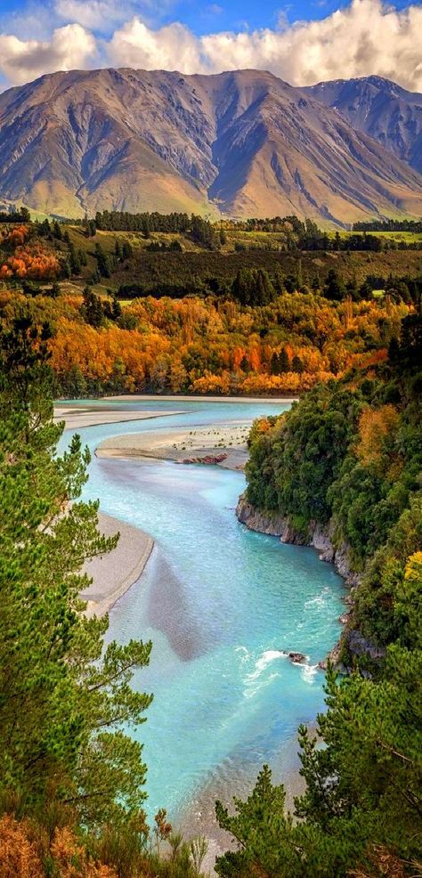 Rakaia River at Rakaia Gorge - Canterbury Region, New Zealand New Zealand Travel, Alam Yang Indah, Canterbury, Places Around The World, Wonderful Places, Beautiful World, Beautiful Landscapes, Wonders Of The World, Places To See