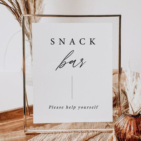 Wedding Snack Sign, Snack Bar At Wedding, Snack Bar Sign Ideas, Spa Snack Bar, Salon Snack Bar, Salon Snack Bar Ideas, Wedding Snack Table Ideas, Snack Table Wedding, Office Snack Bar