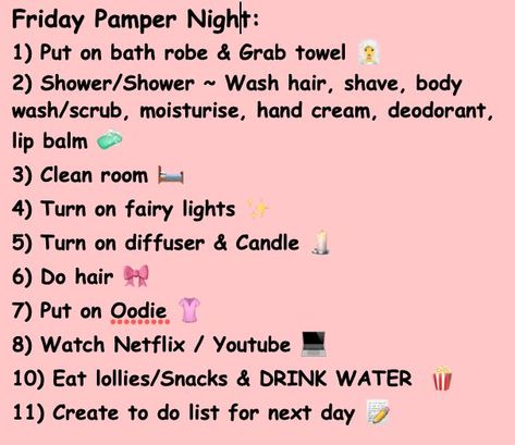 Friday Night Self Care Routine, Pamper Night Ideas, Friday Night Routine, Pamper Night Routine, Period Stuff, Pamper Day, Maddy Euphoria, Routine Motivation, Pamper Night