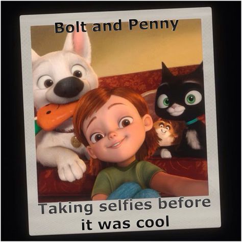 Haha bolt and penny taking selfies before it was cool Disney, Animated Characters, A Girl, Cute Cat, Penny, We Heart It, Lost