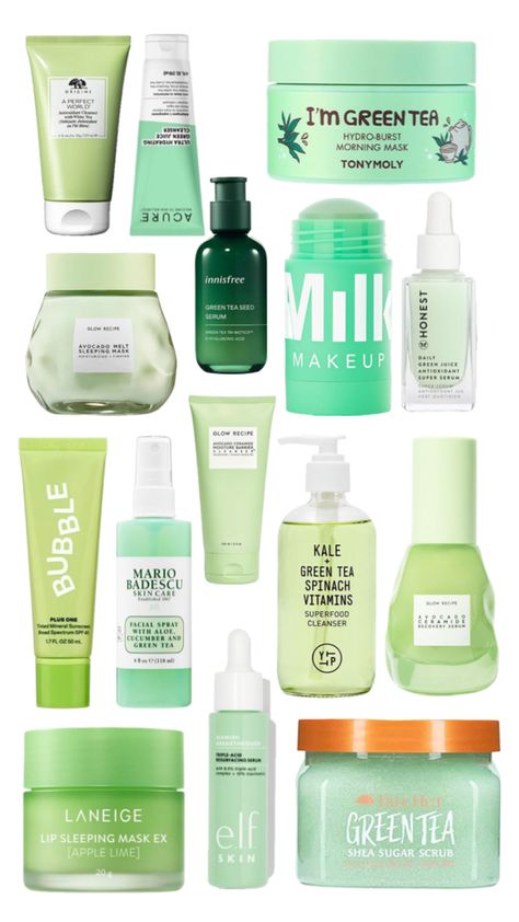 #preppy #green #skincare Preppy Drawings, Preppy Green, Green Skincare, Sephora Skin Care, Mask Makeup, Green Makeup, Facial Spray, Green Girl, Mario Badescu