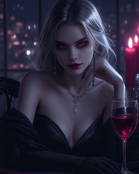 Vampire Female Aesthetic, Cute Vampire Art, Vampire Woman Art, Vampire Art Female, Beautiful Vampire Woman, Female Vampire Art, Vampire Girl Art, Vampires Art, Woman Vampire