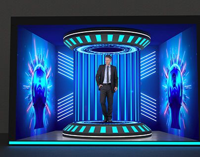 Futuristic Theme Event, Futuristic Photobooth, Futuristic Party Theme Decor, Futuristic Stage, Technology Event, Futuristic Party, Plinko Game, Stage Lighting Design, Space Bar