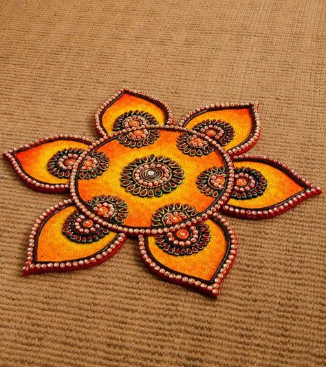 Rangoli Cardboard Rangoli, Floating Rangoli, Designer Rangoli, Wood Wedding Decorations, Kundan Rangoli, Diwali Design, Acrylic Rangoli, Thali Decoration Ideas, Diwali Decoration Items