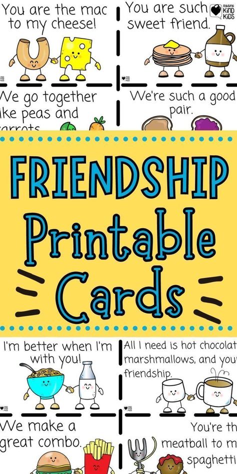 These super fun and kind printable cards are perfect for your kids and their very best friends. Whether you give them out during Christmas, Valentine’s Day, or any other holiday, it will be perfect for them all! Try out these friendship cards right now that everyone will love! Friendship Cards For Kids, Kindness Notes, Pass Out, Cards For Kids, Friendship Cards, Printable Cards, Valentine's Day, Right Now, Best Friends