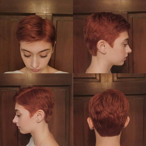 Enby Hairstyles, Side Part Pixie, Short Side Part, Non Binary Hair, Queer Haircut, Pixie Hair Color, Queer Hair, Edgy Pixie Cuts, Really Short Hair