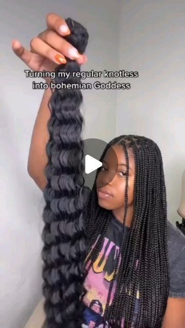 Braiders directory 🇳🇬🇺🇲🇬🇧🇨🇦 on Instagram: "Yaaayyy?? ✂️Turning regular knotless to Bohemian knotless 🔥______Follow, @braidersdirectory for exciting hairstyles and hairstylists  🔍Check out my highlights, stories, and link in bio for available stylists and special deals going on  DM FOR DIFFERENT PROMO /ADS PACKAGES AVAILABLE ______________________ ✂️Featured stylist: ?? 📍: #. ??  DM HER👆 FOR THIS STYLE  ______________________  CHECK OUT AND FOLLOW 👇  ✂️ @WHATHAIRDAILY for dopest🔥 wigs and weaves styling tutorials 💅@NAILSTALKDAILY for dopest🔥 nail arts tutorials and fashion ______________________  IGNORE  #braids #braidstyles #hair #naturalhairstyles #crochetbraids #knotlessbraids #lemonadebraids #boxbraids #ghanabraids #africanbraids #feedins #explorepage #inspiration #thesh Best Hair For Boho Knotless Braids, Add Curly Hair To Box Braids, Adding Curly Hair To Box Braids, Small Medium Bohemian Knotless Braids, Regular Braids For Black Women, How To Add Curly Hair To Knotless Braids, How To Do Bohemian Braids, Bohemian Braids Styles, How To Add Boho Hair To Braids