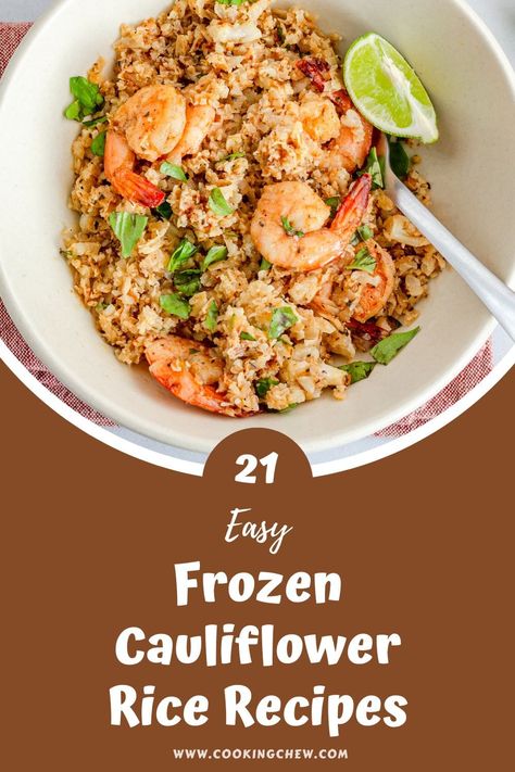 Take your same old meal routine up a notch by adding this epic list of 21 frozen cauliflower rice recipes to your recipe collection! Frozen Riced Cauliflower Recipes, Frozen Cauliflower Rice Recipes, Riced Cauliflower Recipes, Cauliflower Rice Stir Fry, Cauliflower Rice Salad, Cauliflower Rice Risotto, Frozen Cauliflower, Spicy Cauliflower, Riced Cauliflower