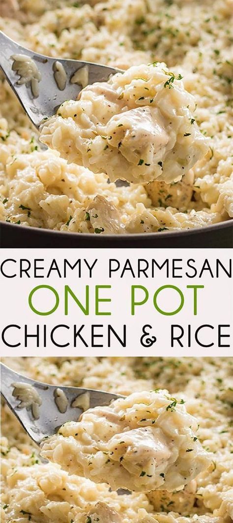 Creamy Parmesan One Pot Chicken And Rice, Recipes With Chicken And White Rice, Chicken Broth And Chicken Recipes, Bagged Rice Recipes, Crock Pot Creamy Chicken And Rice, Creamy White Rice, Rice And Chicken Broth Recipes, How To Make White Rice Taste Good, Different Foods To Make