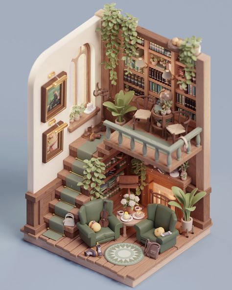 Isometric Rooms, Isometric Room, Blender Ideas, Cozy Desk, 3d Isometric, 3d Room, Blender Models, 3d Blender, Sims House Plans