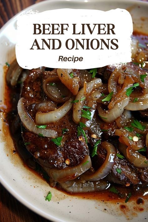 This old-fashioned liver and onions recipe makes the perfect comforting weeknight dinner! Tender beef liver is smothered in caramelized onions and bacon bits then simmered in a savory broth with vegetables. Hearty, beefy flavor in every bite! The trick is low and slow cooking to keep the liver moist, tender and avoid a mineral taste. Much better than your childhood memories! A budget-friendly, quick, protein-packed one-skillet meal the whole family will love. Sprinkle on parsley and serve with mashed potatoes to soak up all the tasty pan juices. Beef Liver And Onions Recipe, Beef Liver And Onions, Liver And Onions Recipe, Liver And Onions, How To Cook Liver, Liver Recipes, One Skillet Meals, Eat Beef, Beef Liver