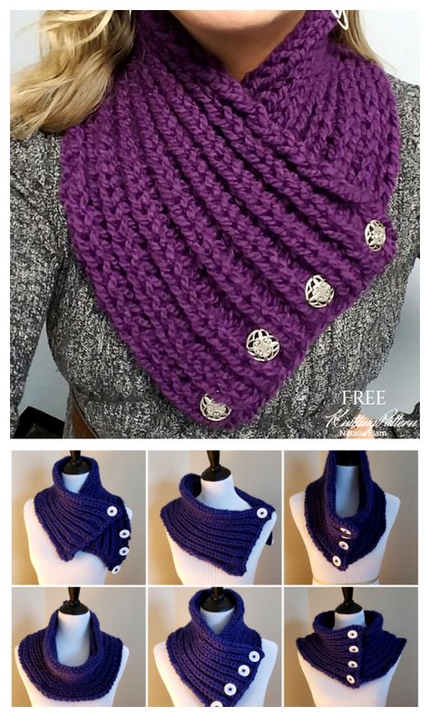 Tuck Cowl Free Knitting Patterns - Knitting Pattern Knitting Patterns Free Scarf Cowls, Snood Knitting Pattern, Easy Scarf Knitting Patterns, Knit Cowl Pattern Free, Crochet Cowl Free Pattern, Knitted Cowl, Knitted Cowl Scarves, Crochet Scarfs, Knitting For Charity