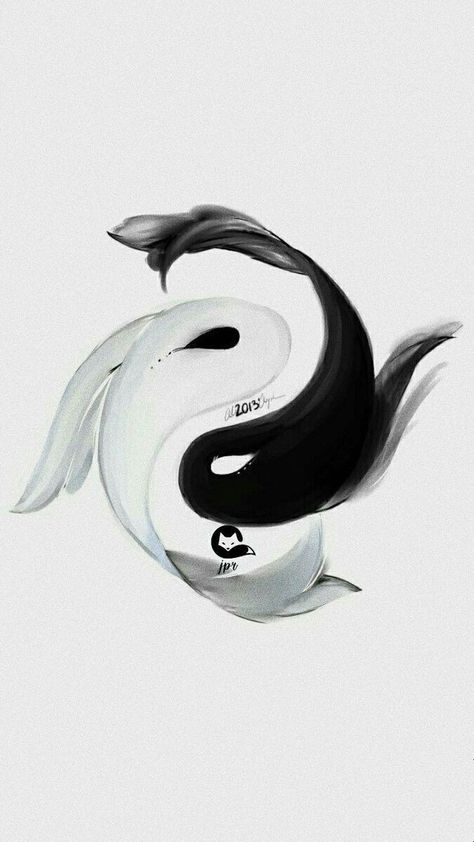 Tattoo Carpe Koi, 50 Tattoo, Yin Yang Koi, Koi Tattoo Design, Sticker Tattoo, Yin Yang Art, Yin Yang Tattoos, Pisces Tattoos, Tattoo Trend