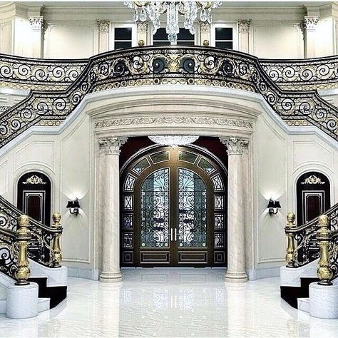 This Is Gorgeous! Follow the Pinterest for some looks I know your going to like Pinterest: @MANARELSAYED Double Staircase, Casa Country, Villa Plan, Lan Can, Mansion Interior, Luxury Homes Interior, Luxury Homes Dream Houses, Grand Staircase, Entry Way