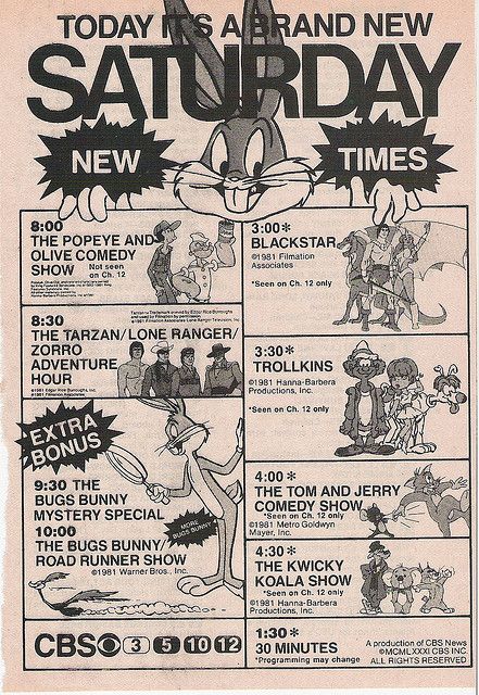 The best Saturday morning shows!!!  CBC Saturday morning cartoons ad, 1981 by kerrytoonz, via Flickr Saturday Morning Cartoons 80s, Cartoons Collage, Cartoons Quotes, Saturday Morning Cartoons 90s, Saturday Cartoon, 70s Cartoons, Childhood Memories 70s, Morning Cartoon, 90s Cartoons