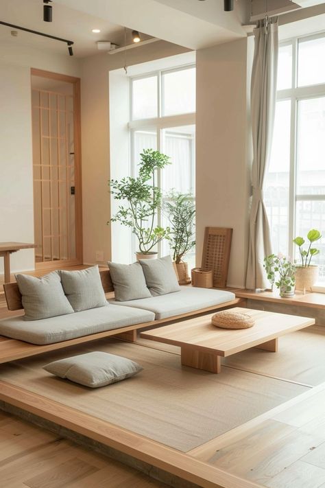 Japan Living Room, Zen Decor Living Room, Estilo Japandi, Japanese Living Room, Elegant Wall Decor, Japan Interior, Japandi Living Room, Zen Interiors, Modern Apartment Decor