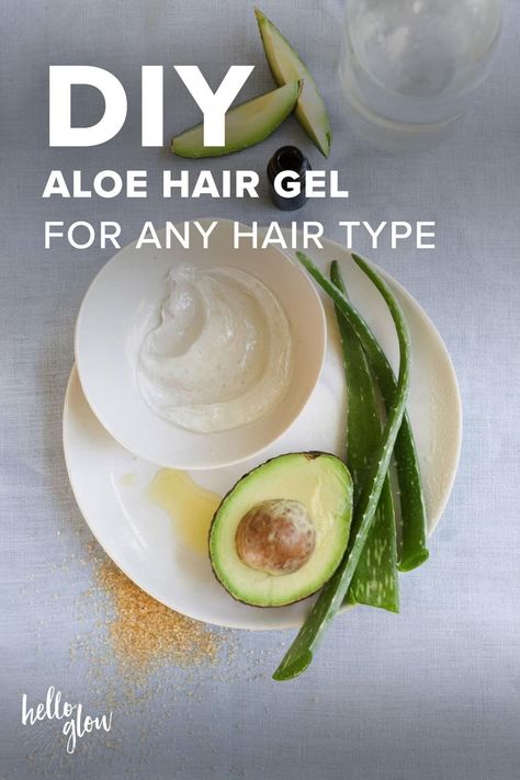 DIY Hair Gel with Aloe - Hello Glow Matching Elephant Tattoos, Aloe Vera Hair Gel, Homemade Hair Gel, Diy Aloe Vera Gel, Baby Hair Gel, Hair Gel Recipe, Aloe Hair, Hair Gel For Men, Gel Curly Hair