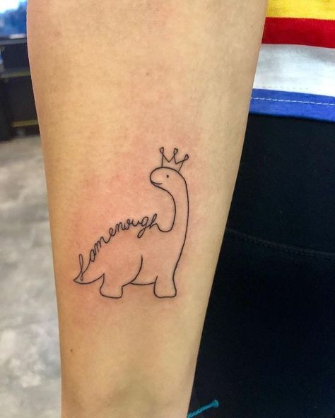 Positive Tattoos, T Rex Tattoo, Dinosaur Tattoo, Dinosaur Tattoos, Tattoo Trend, Small Pretty Tattoos, Tattoo For Son, Geniale Tattoos, Beautiful Tattoo