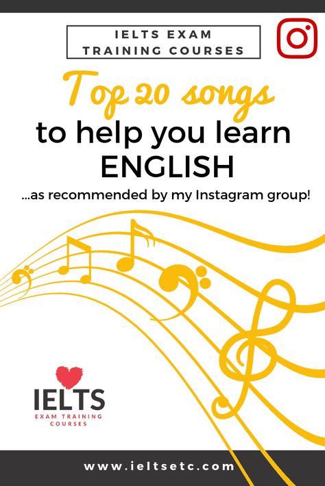 Can you learn English through songs? If you like music, it's certainly the most enjoyable way of learning vocabulary, grammar and pronunciation! Songs To Learn English, Songs For Learning English, Learn English With Songs, Eng Songs, English Learning Course, English Ielts, Black Color Hairstyles, Efl Teaching, Learning Vocabulary