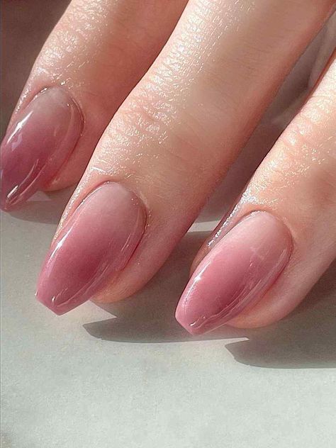 79 Stunning Ombre Nails Designs For Every Skin Tone In 2024: From Chic Almond To Glam Coffin 13 Subtle Pink Ombre Nails, Gel Manicure Ombre, Centre Ombre Nails, Dusty Pink Ombre Nails, Gradation Nail Art, Hombre French Tip Nails, Subtle Ombre Nails, Ombre Nails With Eyeshadow, Korean Ombre Nails