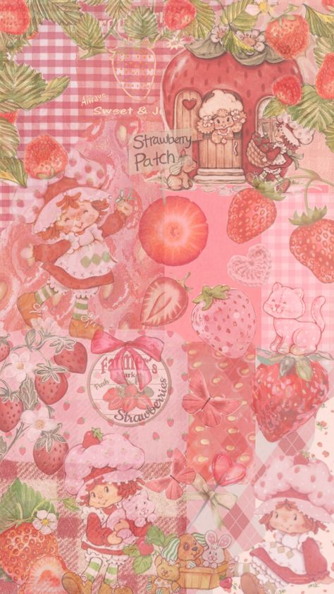 Strawberry Shortcake 🍓 🍰 🍦 🎀 Strawberry Background, Strawberry Shortcake Cartoon, Pink Wallpaper Hello Kitty, Walpaper Hello Kitty, Iphone Wallpaper Kawaii, Sanrio Wallpaper, Iphone Wallpaper Themes, Cute Simple Wallpapers, Cute Strawberry