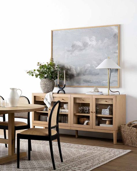 Mcgee Dining Room, Dining Room Buffet Table, Sideboard Styles, Buffet Table Decor, Dining Sideboard, Dining Room Console, Sideboard Decor, Buffet Decor, Dining Room Sideboard